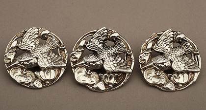 Art Nouveau Silver Cast Buttons (Set of 6) - Kingfisher